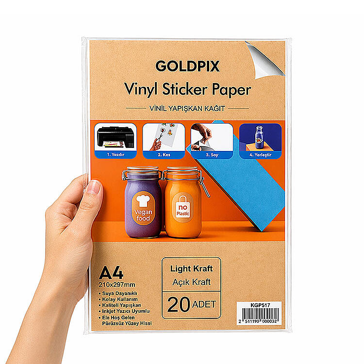 Goldpix İnkjet Yapışkanlı Kraft Etiket Kağıt - 20x30cm - 1