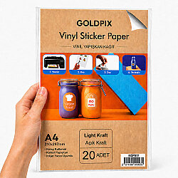 Goldpix İnkjet Yapışkanlı Kraft Sticker Etiket Kağıdı - 20x30cm - Goldpix