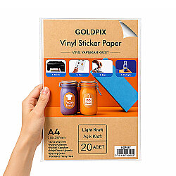 Goldpix İnkjet Yapışkanlı Kraft Vinil Sticker Kağıt - 20x30cm - Goldpix