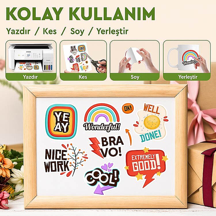 Goldpix İnkjet Yapışkanlı Parlak Beyaz Sticker Kağıt - 20x30cm - 2