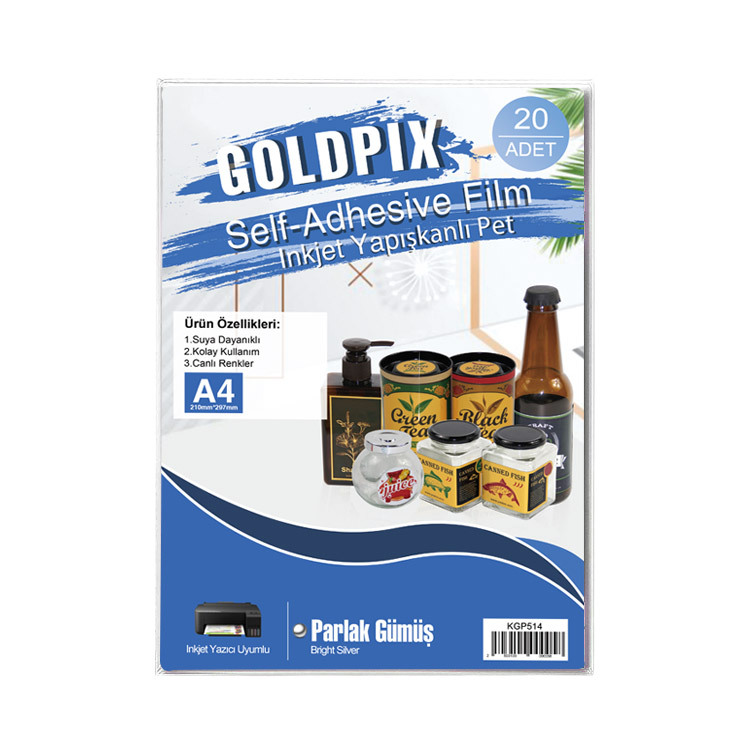 Goldpix İnkjet Yapışkanlı Parlak Gümüş ve Gold Kağıtlar - 20x30cm - 3