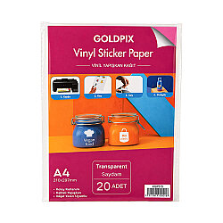 Goldpix İnkjet Yapışkanlı Şeffaf Sticker Etiket Film Kağıt - 20x30cm - Goldpix (1)