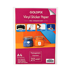 Goldpix İnkjet Yapışkanlı Şeffaf Vinil Sticker Kağıt - 20x30cm - 4