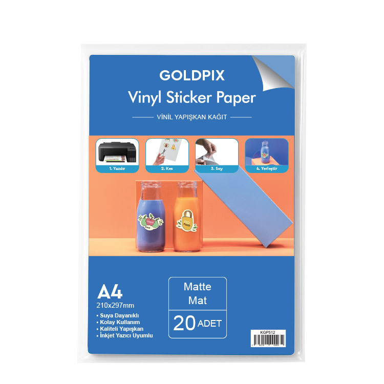 Goldpix İnkjet Yapışkanlı Vinil Sticker Kağıt - 20x30cm - 3