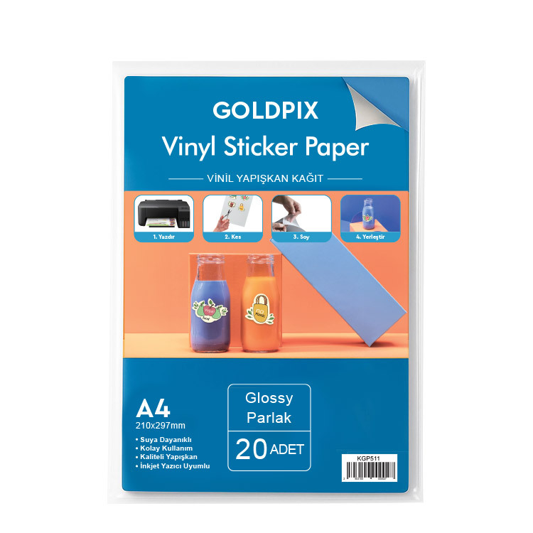 Goldpix İnkjet Yapışkanlı Vinil Sticker Kağıt - 20x30cm - 4