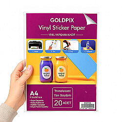 Goldpix İnkjet Yapışkanlı Yarı Şeffaf Sticker Etiket Kağıt - 20x30cm - Goldpix