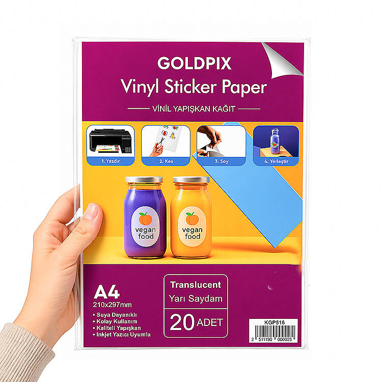 Goldpix İnkjet Yapışkanlı Yarı Şeffaf Sticker Film Etiket Kağıdı - 20x30cm - 1