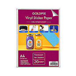 Goldpix İnkjet Yapışkanlı Yarı Şeffaf Vinil Sticker Kağıt - 20x30cm - Goldpix