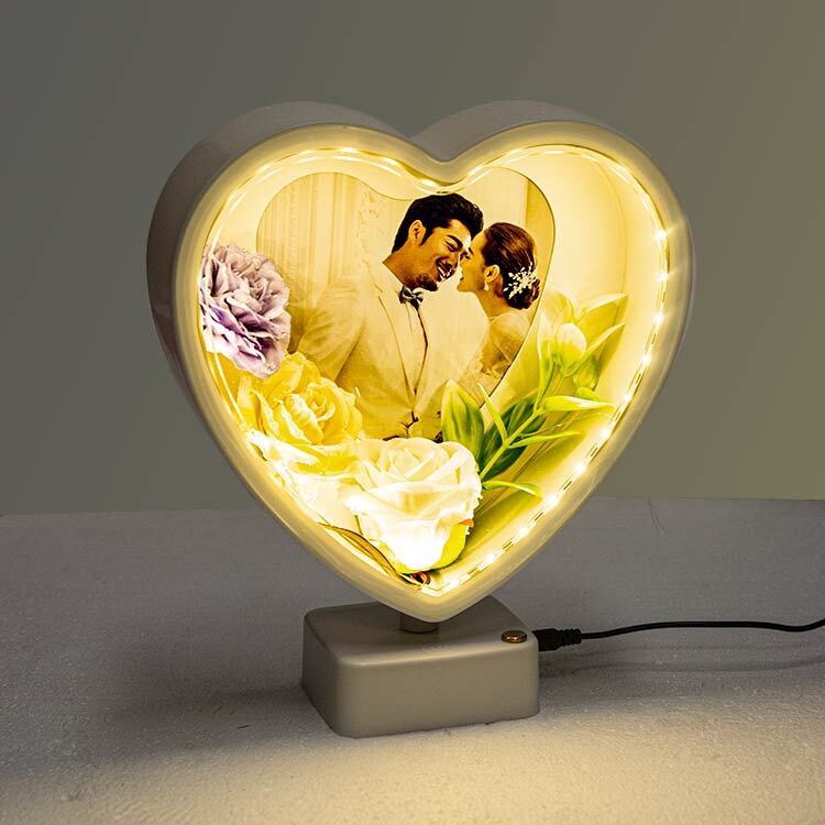Güllü LED'li Kalp Abajur Çerçeve - 2