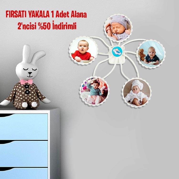 Hareketli Değirmen Yuvarlak Hediye Fotoğraf Çerçevesi - Demonte - 1