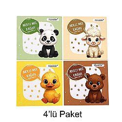 Hayvanlı Mini Akıllı Not Kağıdı 100 Yaprak Yapışkanız Post-it - 4'lü Paket - Polabook