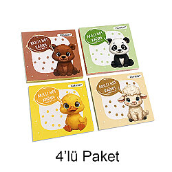 Hayvanlı Mini Akıllı Not Kağıdı 50 Yaprak Yapışkanız Post-it - 4'lü Paket - Polabook
