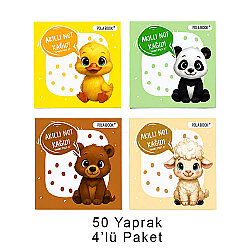 Hayvanlı Mini Akıllı Not Kağıdı 50 Yaprak Yapışkanız Post-it - 4'lü Paket - Polabook