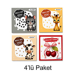 Hayvanlı ve Meyveli Mini Akıllı Not Kağıdı 100 Yaprak Yapışkanız Post-it - 4'lü Paket - 8