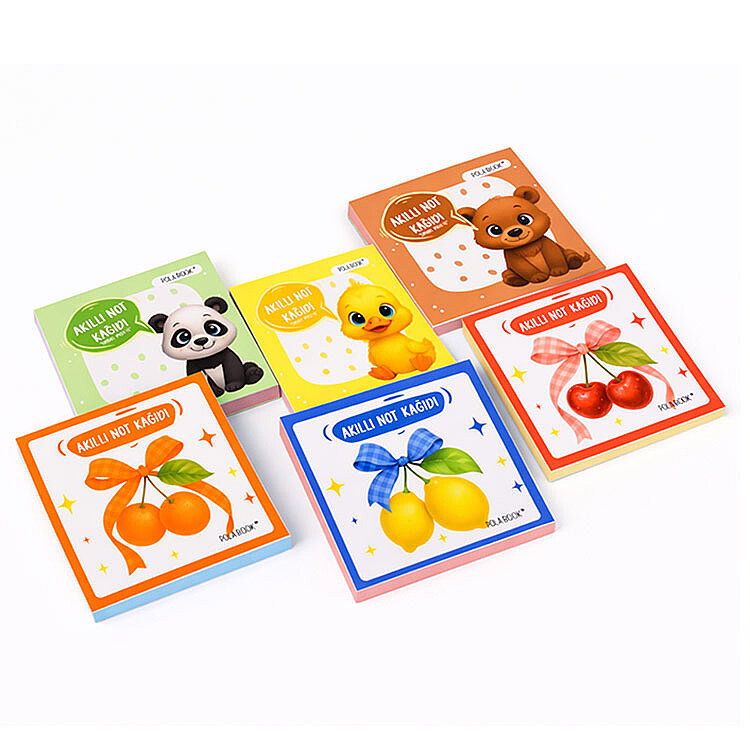 Hayvanlı ve Meyveli Mini Akıllı Not Kağıdı 50 Yaprak Yapışkanız Post-it - 6'lı Paket - 8