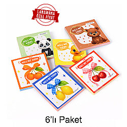 Hayvanlı ve Meyveli Mini Akıllı Not Kağıdı 50 Yaprak Yapışkanız Post-it - 6'lı Paket - 13