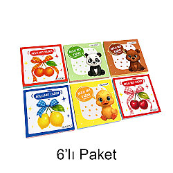 Hayvanlı ve Meyveli Mini Akıllı Not Kağıdı 50 Yaprak Yapışkanız Post-it - 6'lı Paket - Polabook