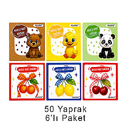 Hayvanlı ve Meyveli Mini Akıllı Not Kağıdı 50 Yaprak Yapışkanız Post-it - 6'lı Paket - Polabook