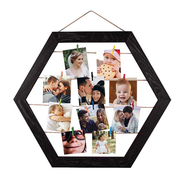 Hexagon Multiple Photo Frame with Rope