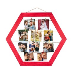 Hexagon Multiple Photo Frame with Rope - Thumbnail