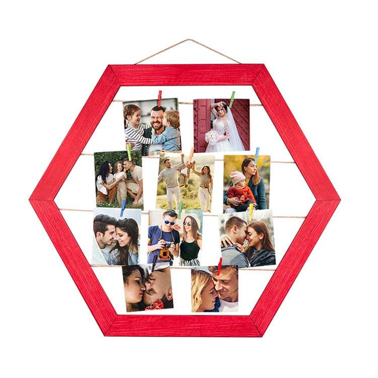 Hexagon Multiple Photo Frame with Rope
