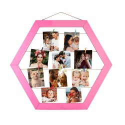 Hexagon Multiple Photo Frame with Rope - Thumbnail