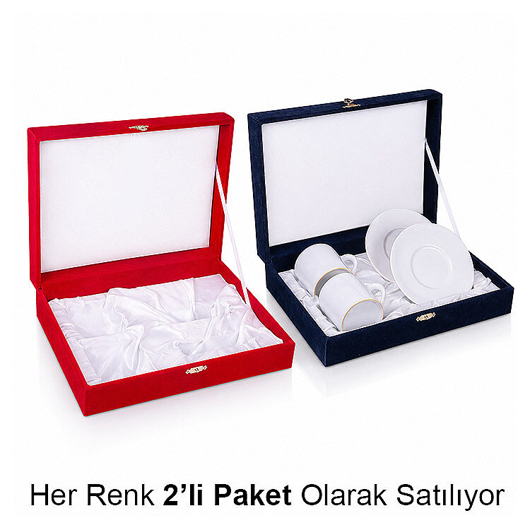 İkili Kahve Fincanı Kadife Kutusu 18x25cm - 2'li Paket - 1