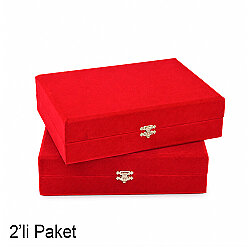 İkili Kahve Fincanı Kadife Kutusu 18x25cm - 2'li Paket - 6