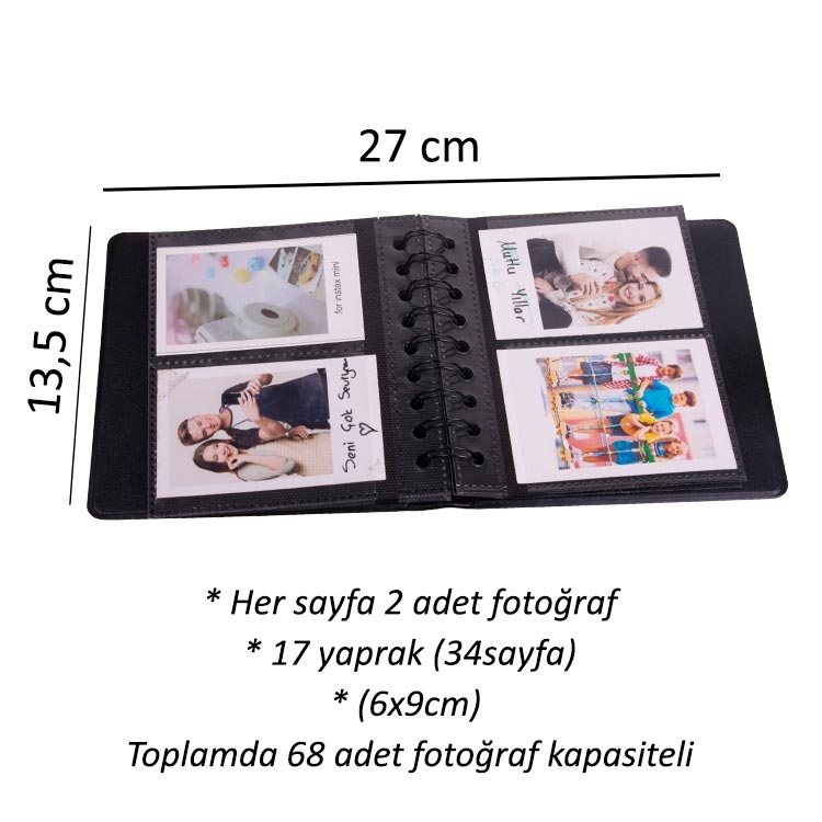 Instax Spiralli Polakart Fotoğraf Albümü - 68 Kapasite - 2