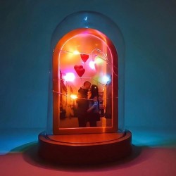 Ahşap Işıklı Fanus Fotoğraf Çerçevesi - 2