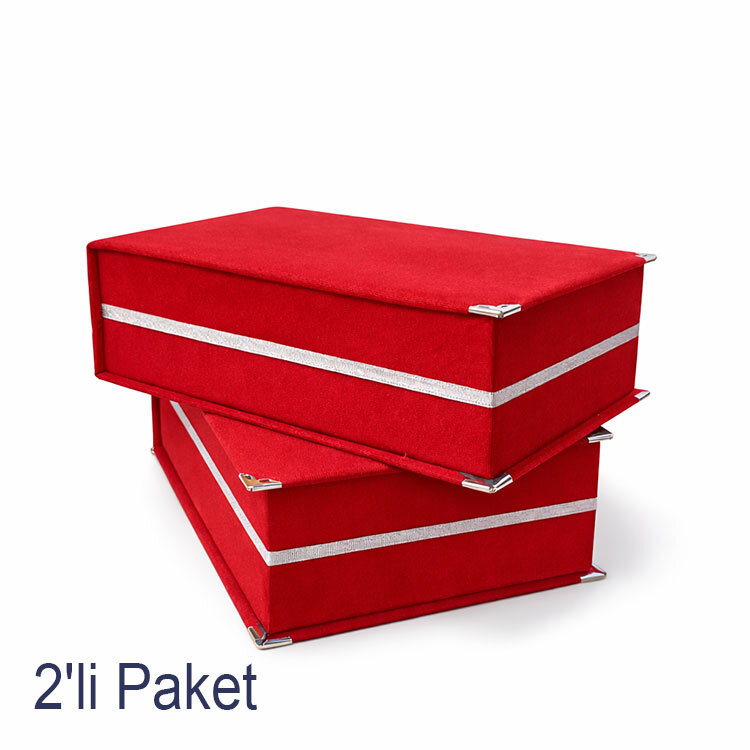 Kadife Kristal Cam Plaket Kutusu 16x25cm - 2'li Paket - 5