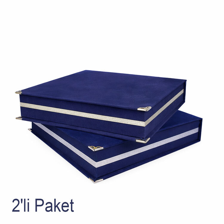 Kadife Plaket Tabak Kutusu 23x23cm - 2'li Paket - 2