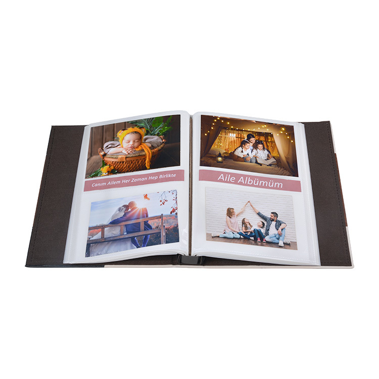 Kahverengi Linea 200'lük Deri Fotoğraf Albümü - 10x15cm - 3