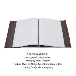 Kahverengi Linea 200'lük Deri Fotoğraf Albümü - 10x15cm - 2
