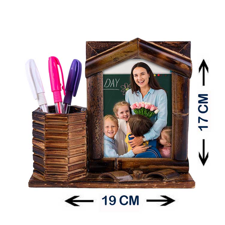 Kalemlikli Bambu Fotoğraf Çerçevesi - 4