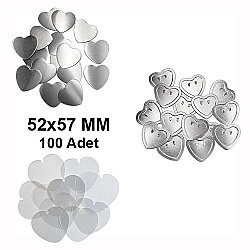 Kalp Buton Rozet Malzeme Seti 52x57mm - 100 adet - Goldpix