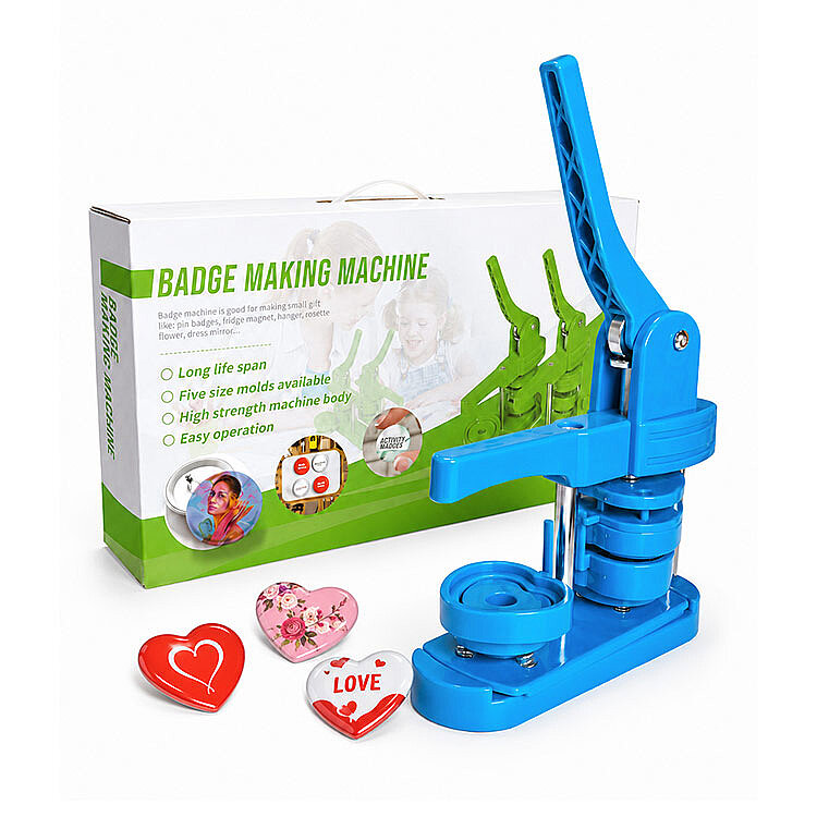 Kalp Buton Rozet Pres Baskı Makinesi - 52x57mm - 1