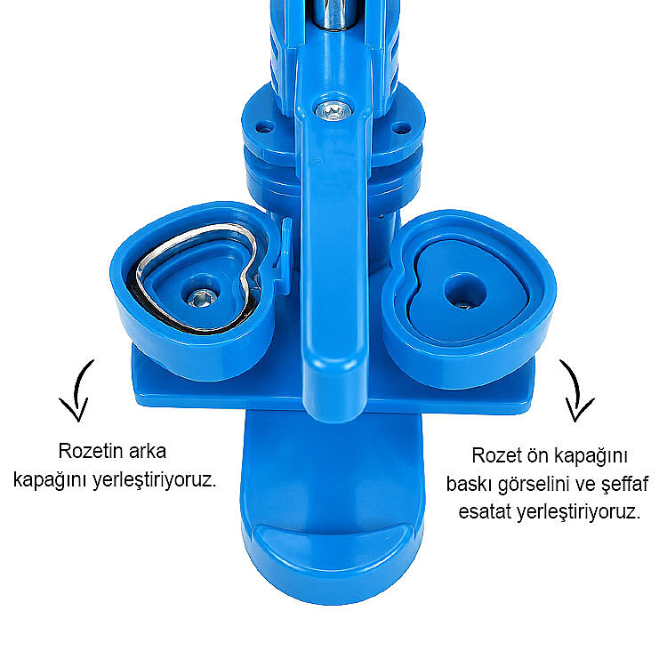 Kalp Buton Rozet Pres Baskı Makinesi - 52x57mm - 3