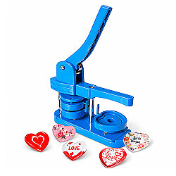 Kalp Buton Rozet Pres Baskı Makinesi - 52x57mm - Goldpix