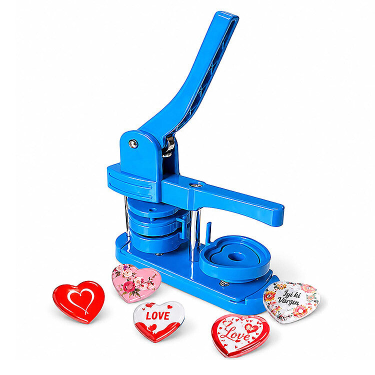 Kalp Buton Rozet Pres Baskı Makinesi - 52x57mm - 1
