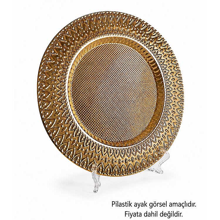 Süblimasyon Altın Metal Supla Tabak Kalp Desenli - 25cm - 2
