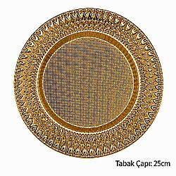 Süblimasyon Altın Metal Supla Tabak Kalp Desenli - 25cm - NobbyStar