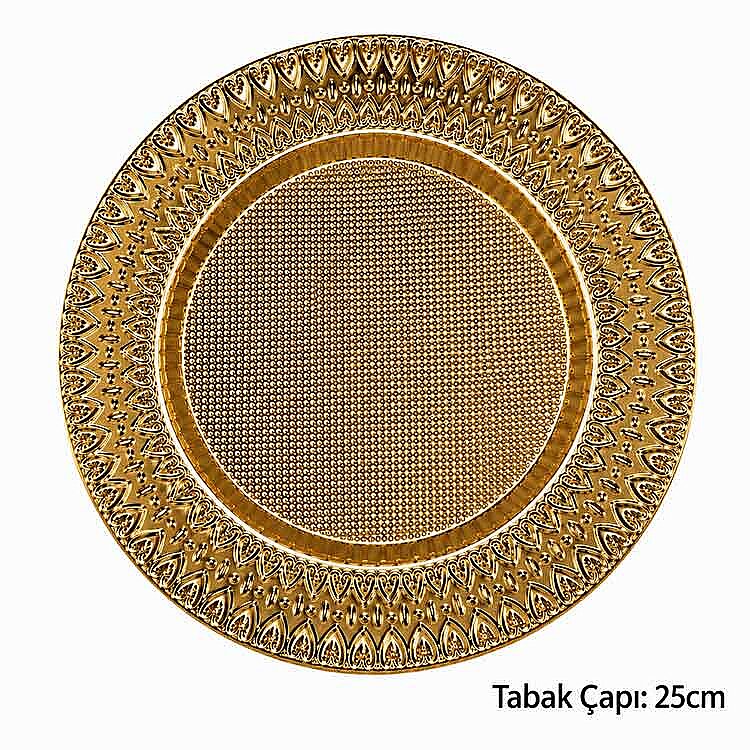 Süblimasyon Altın Metal Supla Tabak Kalp Desenli - 25cm - 1