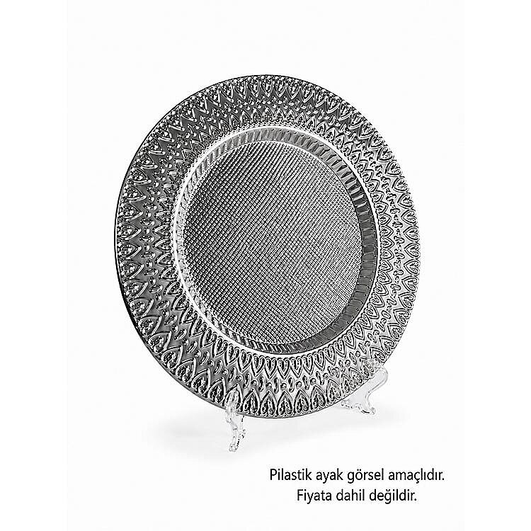 Süblimasyon Gümüş Metal Supla Tabak Kalp Desenli - 25cm - 2