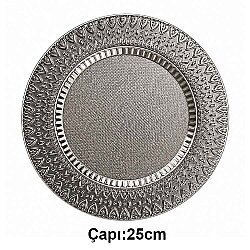 Süblimasyon Gümüş Metal Supla Tabak Kalp Desenli - 25cm - NobbyStar