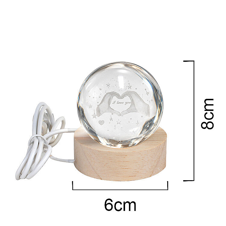 Kalp Figürlü Led Işıklı Cam Küre - Ahşap Standlı - 4