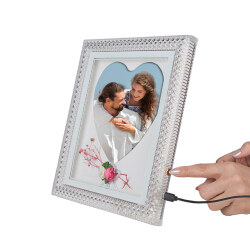 Kalpli Led Işıklı Kristal Fotoğraf Çerçevesi - 20x25cm - 4