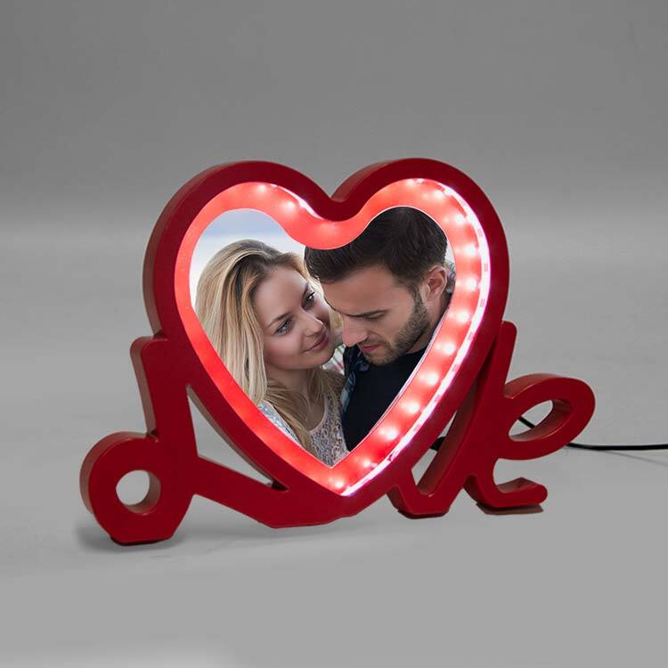 Kalpli Love Sihirli Ayna - Led Işıklı Çerçeve - 9