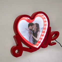 Kalpli Love Sihirli Ayna - Led Işıklı Çerçeve - NobbyStar (1)