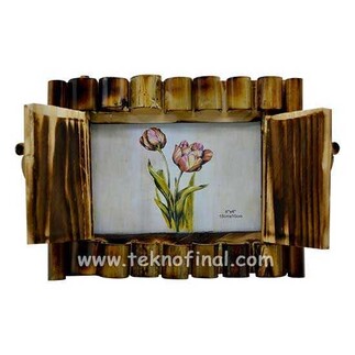 Kapaklı Yatay Bambu Fotoğraf Çerçevesi - 10x15 - 1